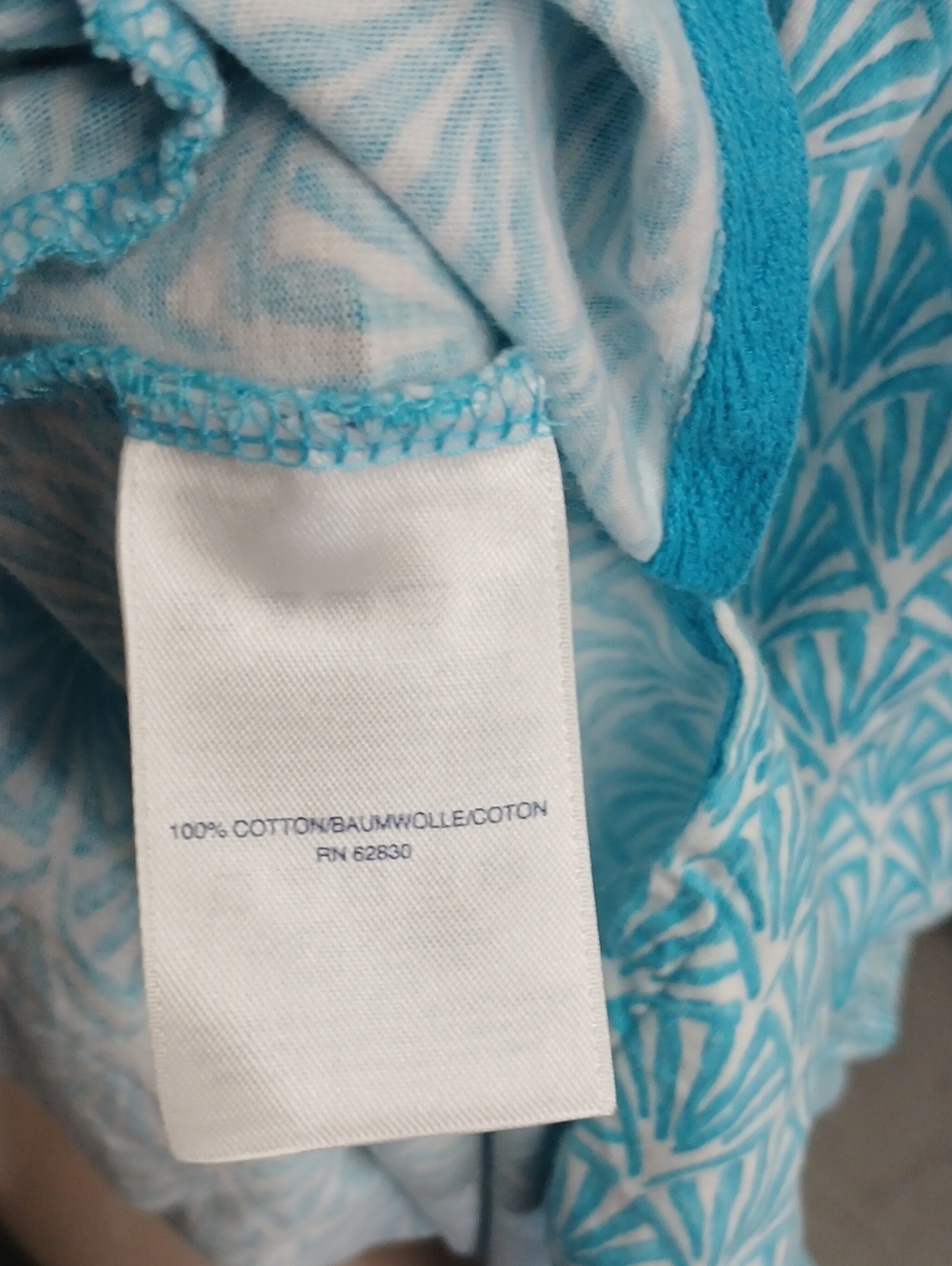 Lands' End Teal and White Printed Hooded Top Coverup Size 3x - Picture 9 of 10